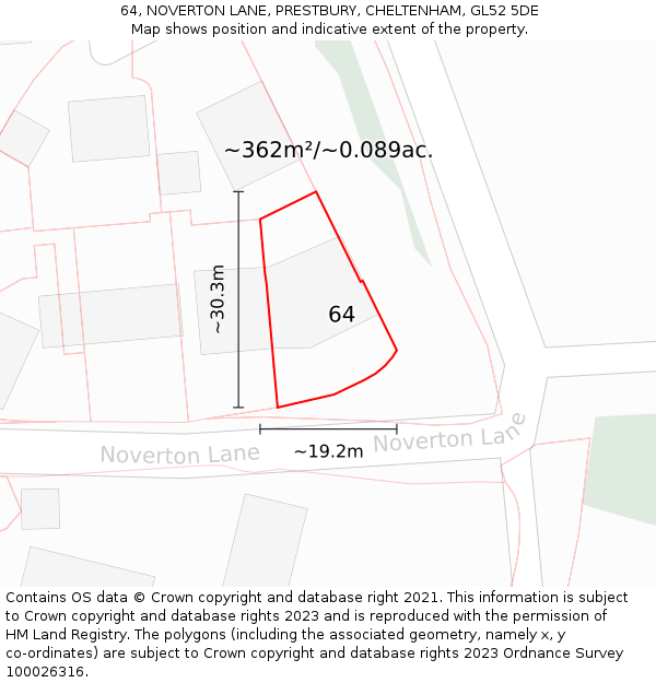 64, NOVERTON LANE, PRESTBURY, CHELTENHAM, GL52 5DE: Plot and title map