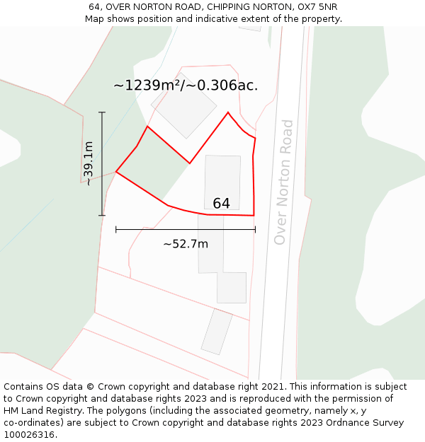 64, OVER NORTON ROAD, CHIPPING NORTON, OX7 5NR: Plot and title map