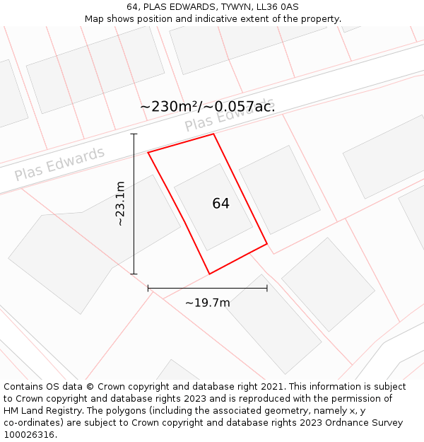 64, PLAS EDWARDS, TYWYN, LL36 0AS: Plot and title map