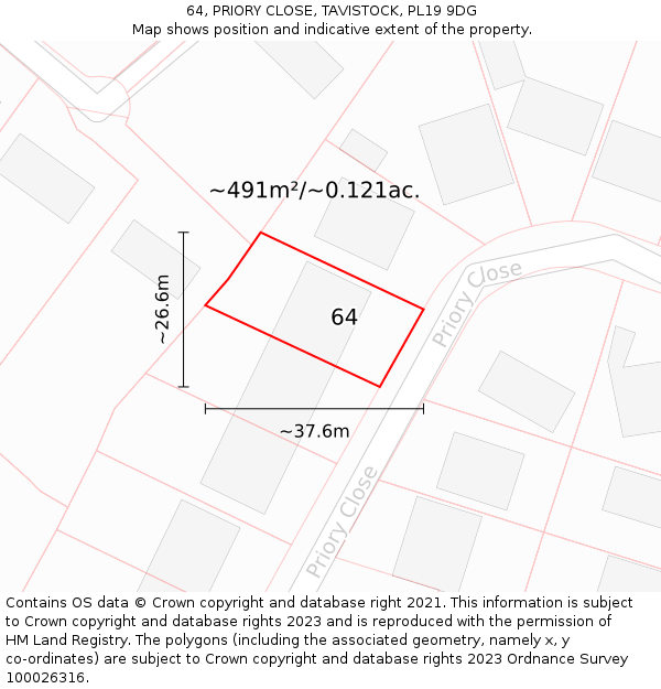 64, PRIORY CLOSE, TAVISTOCK, PL19 9DG: Plot and title map