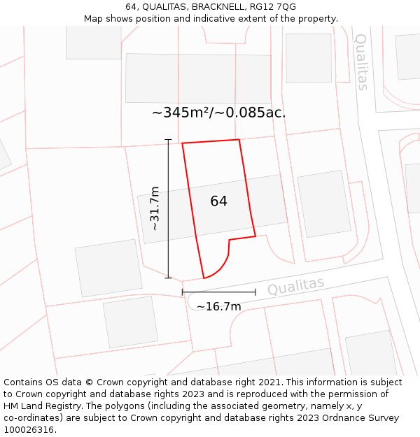 64, QUALITAS, BRACKNELL, RG12 7QG: Plot and title map