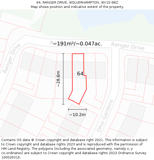 64, RANGER DRIVE, WOLVERHAMPTON, WV10 6BZ: Plot and title map