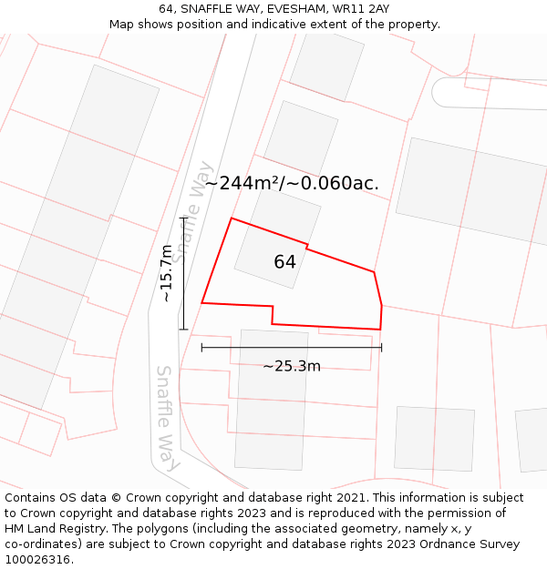 64, SNAFFLE WAY, EVESHAM, WR11 2AY: Plot and title map