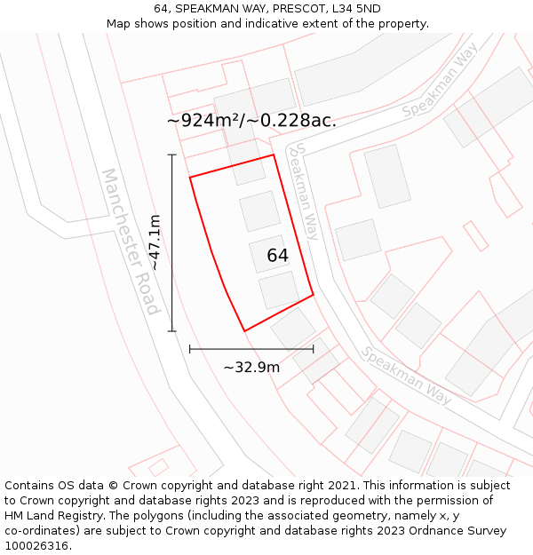 64, SPEAKMAN WAY, PRESCOT, L34 5ND: Plot and title map