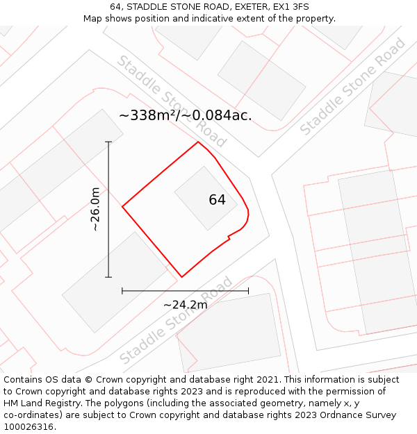 64, STADDLE STONE ROAD, EXETER, EX1 3FS: Plot and title map