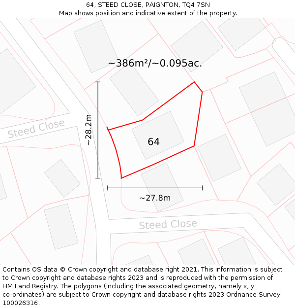 64, STEED CLOSE, PAIGNTON, TQ4 7SN: Plot and title map