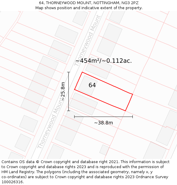 64, THORNEYWOOD MOUNT, NOTTINGHAM, NG3 2PZ: Plot and title map