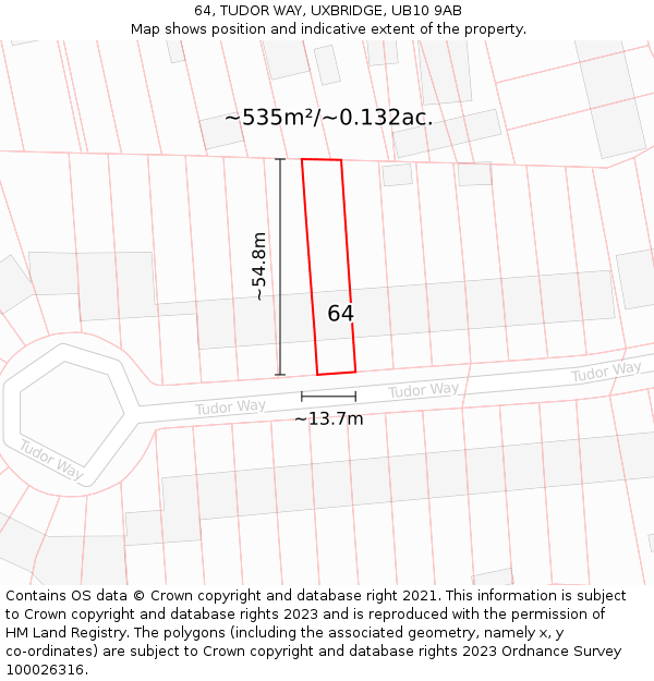 64, TUDOR WAY, UXBRIDGE, UB10 9AB: Plot and title map