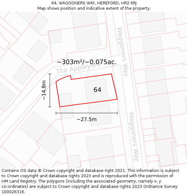 64, WAGGONERS WAY, HEREFORD, HR2 6RJ: Plot and title map