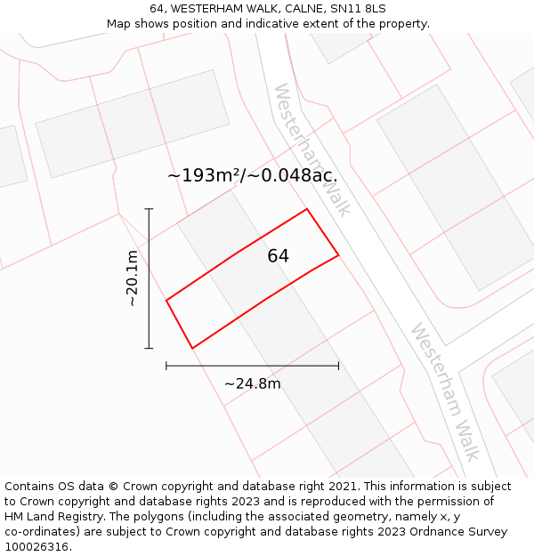 64, WESTERHAM WALK, CALNE, SN11 8LS: Plot and title map
