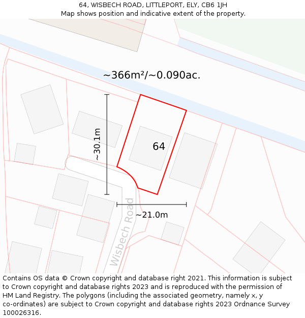 64, WISBECH ROAD, LITTLEPORT, ELY, CB6 1JH: Plot and title map
