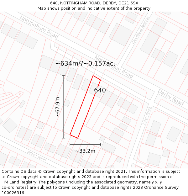 640, NOTTINGHAM ROAD, DERBY, DE21 6SX: Plot and title map