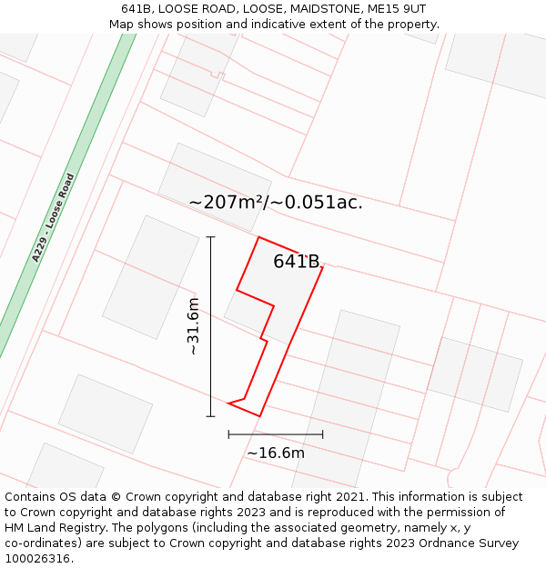641B, LOOSE ROAD, LOOSE, MAIDSTONE, ME15 9UT: Plot and title map