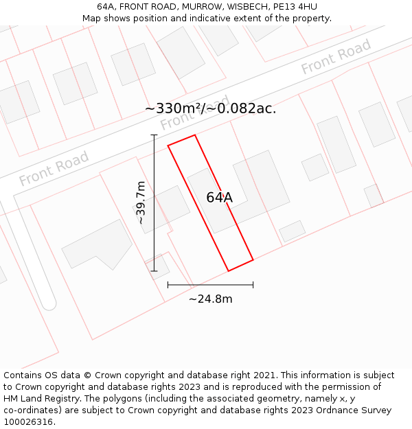 64A, FRONT ROAD, MURROW, WISBECH, PE13 4HU: Plot and title map