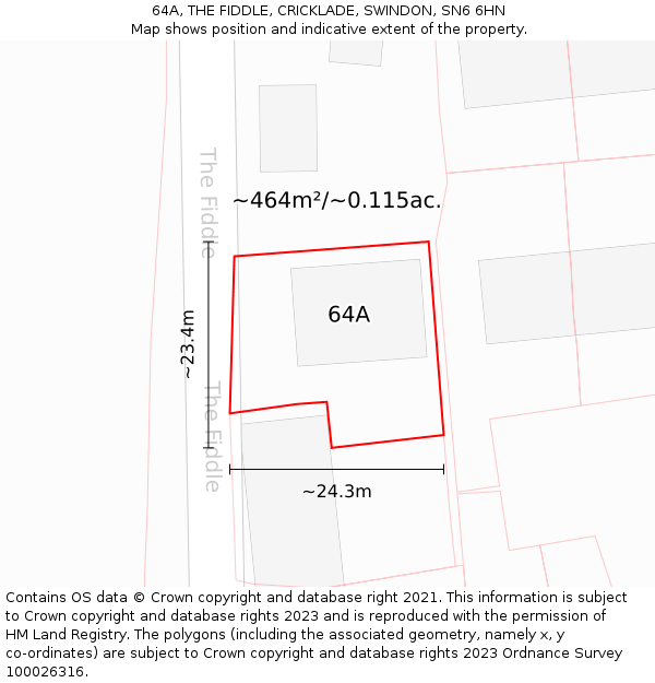 64A, THE FIDDLE, CRICKLADE, SWINDON, SN6 6HN: Plot and title map