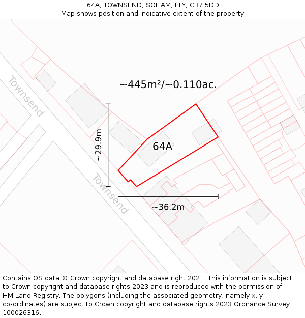 64A, TOWNSEND, SOHAM, ELY, CB7 5DD: Plot and title map