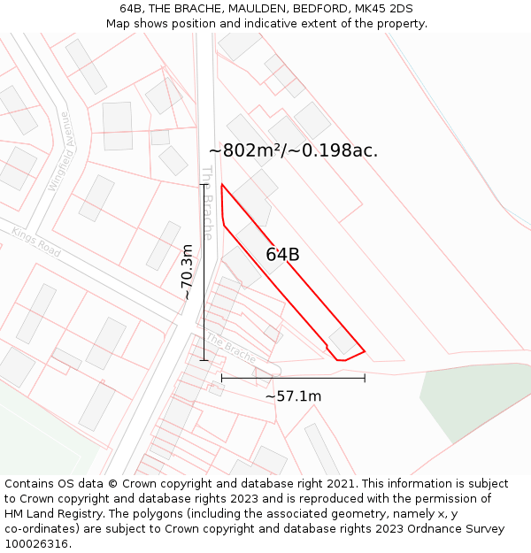 64B, THE BRACHE, MAULDEN, BEDFORD, MK45 2DS: Plot and title map