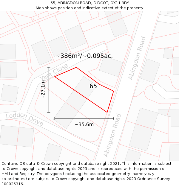 65, ABINGDON ROAD, DIDCOT, OX11 9BY: Plot and title map