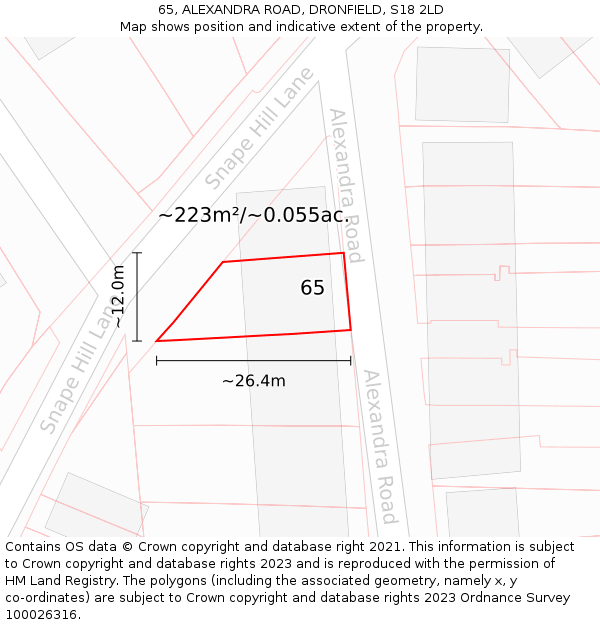 65, ALEXANDRA ROAD, DRONFIELD, S18 2LD: Plot and title map