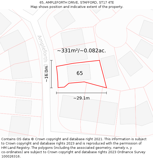 65, AMPLEFORTH DRIVE, STAFFORD, ST17 4TE: Plot and title map