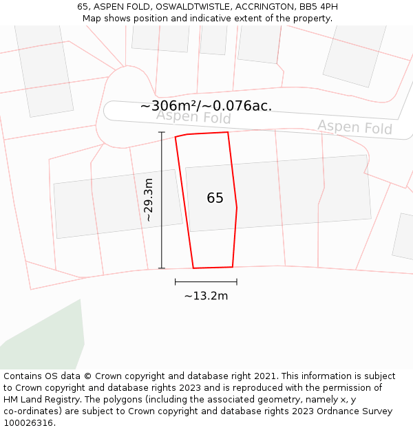 65, ASPEN FOLD, OSWALDTWISTLE, ACCRINGTON, BB5 4PH: Plot and title map