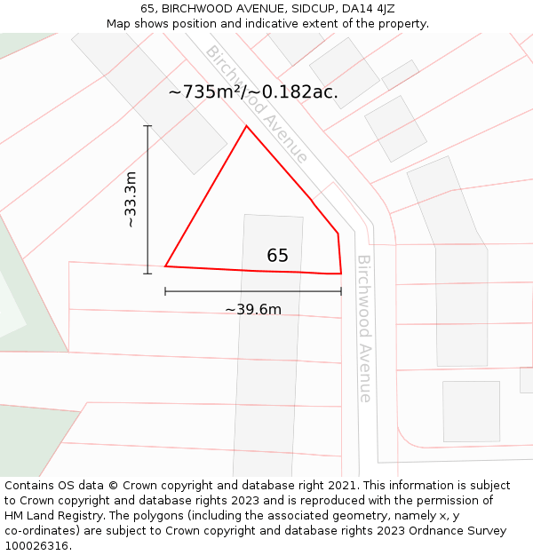 65, BIRCHWOOD AVENUE, SIDCUP, DA14 4JZ: Plot and title map