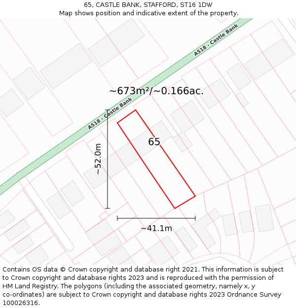 65, CASTLE BANK, STAFFORD, ST16 1DW: Plot and title map