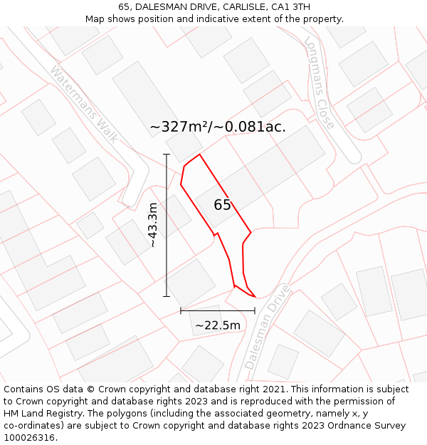 65, DALESMAN DRIVE, CARLISLE, CA1 3TH: Plot and title map