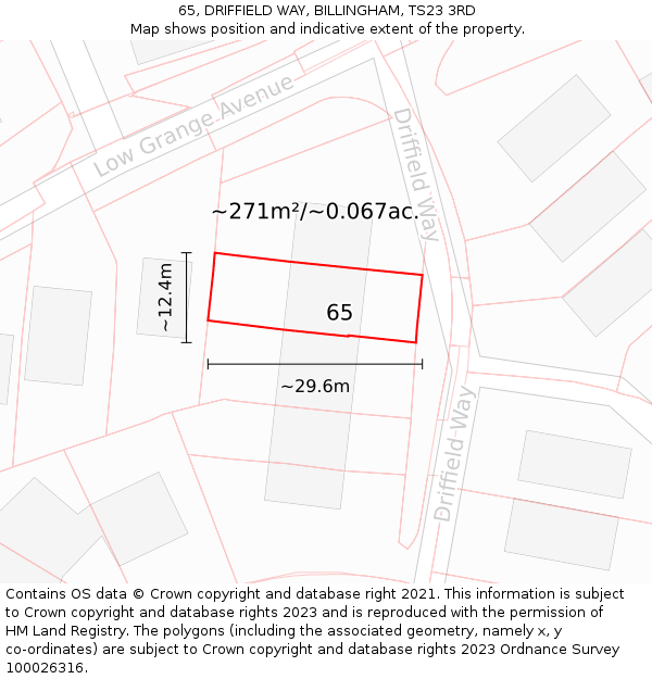 65, DRIFFIELD WAY, BILLINGHAM, TS23 3RD: Plot and title map