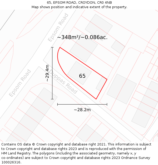 65, EPSOM ROAD, CROYDON, CR0 4NB: Plot and title map