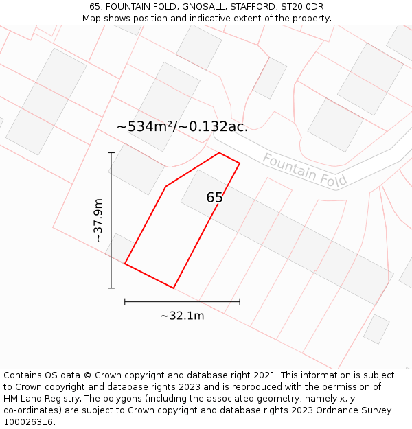 65, FOUNTAIN FOLD, GNOSALL, STAFFORD, ST20 0DR: Plot and title map
