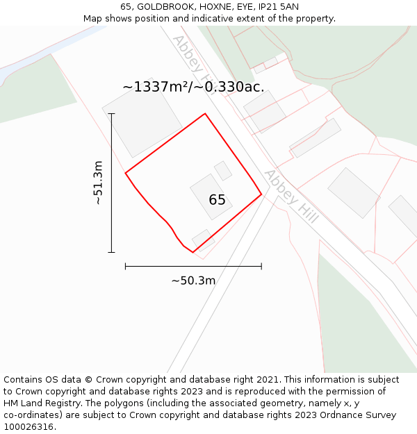 65, GOLDBROOK, HOXNE, EYE, IP21 5AN: Plot and title map