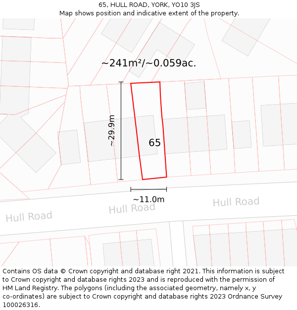 65, HULL ROAD, YORK, YO10 3JS: Plot and title map