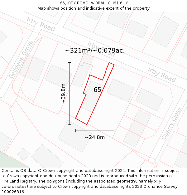 65, IRBY ROAD, WIRRAL, CH61 6UY: Plot and title map