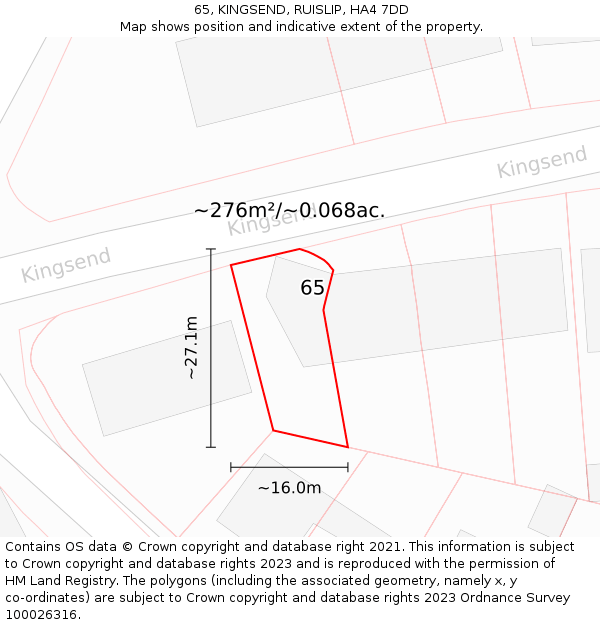 65, KINGSEND, RUISLIP, HA4 7DD: Plot and title map
