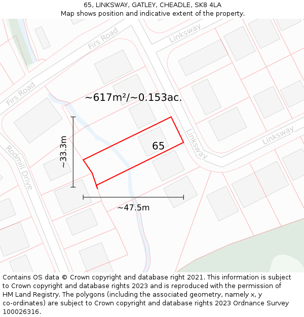 65, LINKSWAY, GATLEY, CHEADLE, SK8 4LA: Plot and title map
