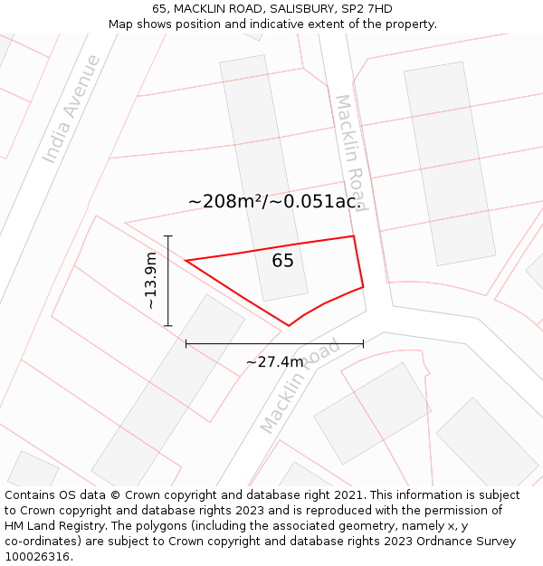 65, MACKLIN ROAD, SALISBURY, SP2 7HD: Plot and title map