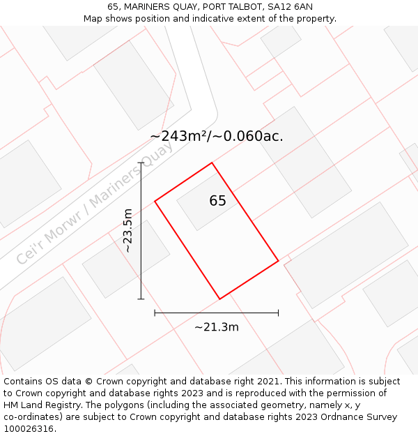 65, MARINERS QUAY, PORT TALBOT, SA12 6AN: Plot and title map