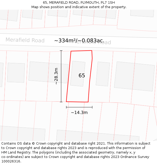 65, MERAFIELD ROAD, PLYMOUTH, PL7 1SH: Plot and title map