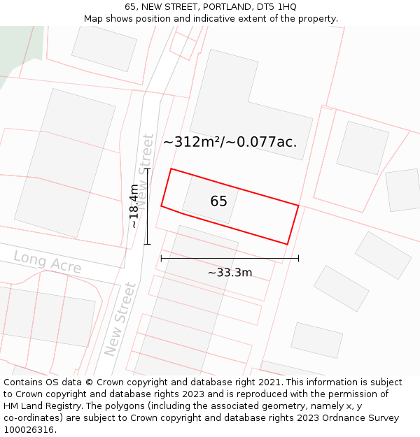 65, NEW STREET, PORTLAND, DT5 1HQ: Plot and title map