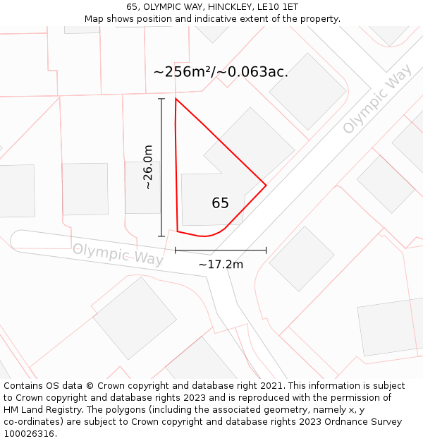 65, OLYMPIC WAY, HINCKLEY, LE10 1ET: Plot and title map