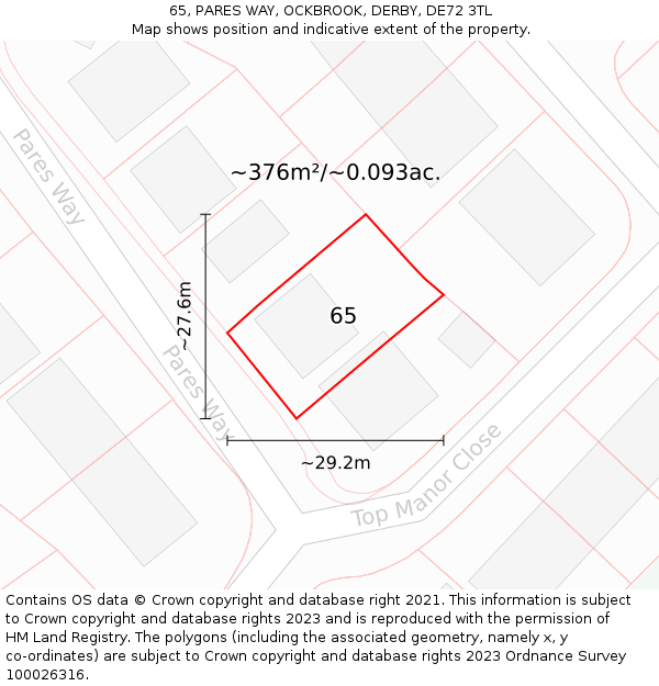 65, PARES WAY, OCKBROOK, DERBY, DE72 3TL: Plot and title map