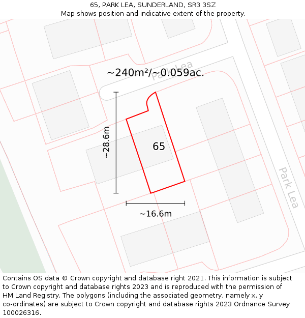 65, PARK LEA, SUNDERLAND, SR3 3SZ: Plot and title map