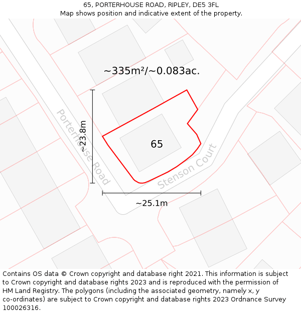 65, PORTERHOUSE ROAD, RIPLEY, DE5 3FL: Plot and title map