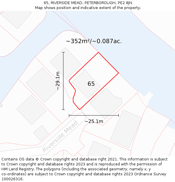 65, RIVERSIDE MEAD, PETERBOROUGH, PE2 8JN: Plot and title map