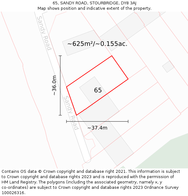 65, SANDY ROAD, STOURBRIDGE, DY8 3AJ: Plot and title map