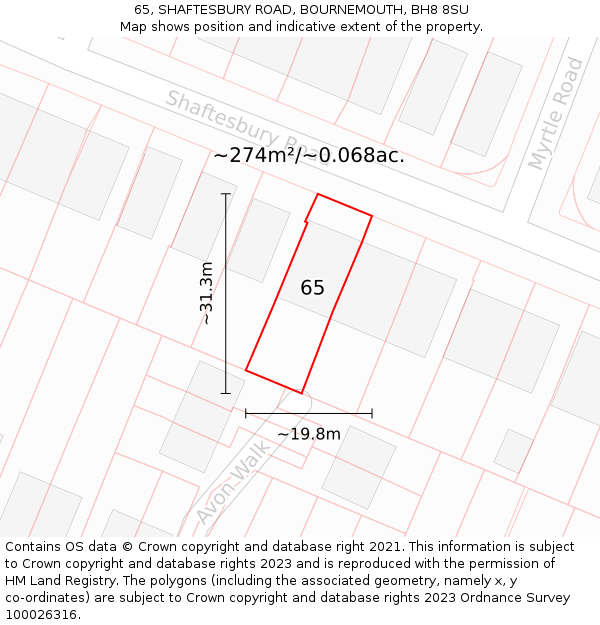 65, SHAFTESBURY ROAD, BOURNEMOUTH, BH8 8SU: Plot and title map