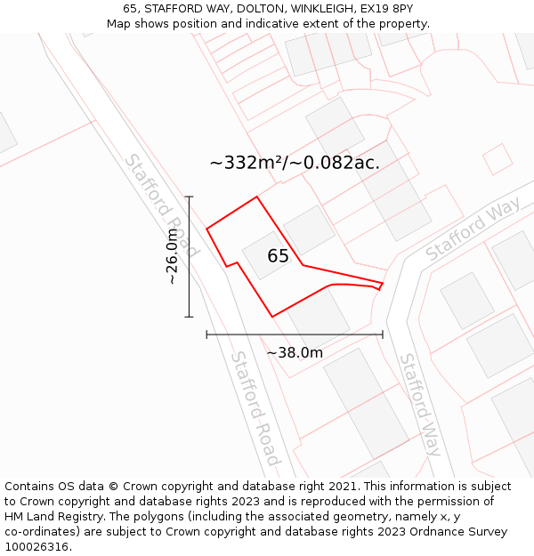 65, STAFFORD WAY, DOLTON, WINKLEIGH, EX19 8PY: Plot and title map