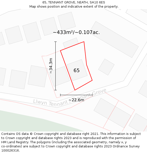 65, TENNANT GROVE, NEATH, SA10 6ES: Plot and title map