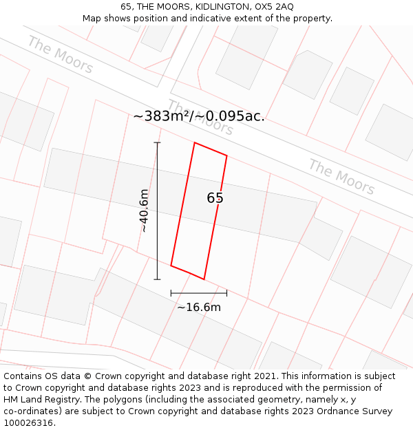 65, THE MOORS, KIDLINGTON, OX5 2AQ: Plot and title map